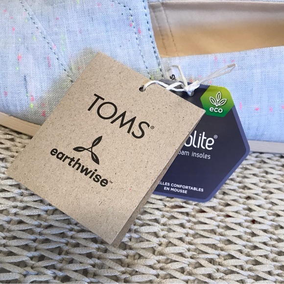 NWT Toms Alpargata Flats in Light Blue Speckled Linen - Picture 7 of 16